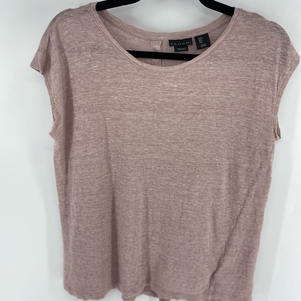 Tahari Pink 100% Linen Top